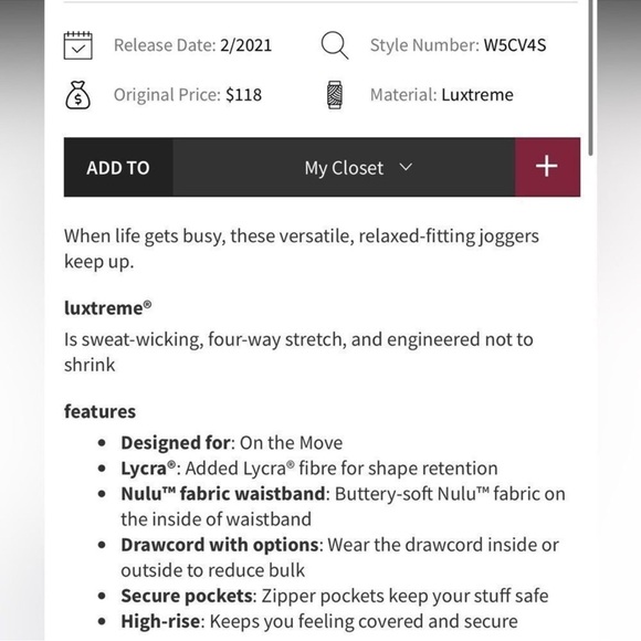 Lululemon Keep Moving Joggers Womens 6 Pockets Performance Athleisure Casual - Picture 10 of 14